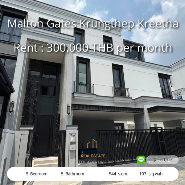 Spacious 5-Bed Luxury Home in Malton Gates – Your Dream Starts Here  
Premium 544 sqm House with Expansive Land – Perfect Location in Krungthep Kreetha 0642748883