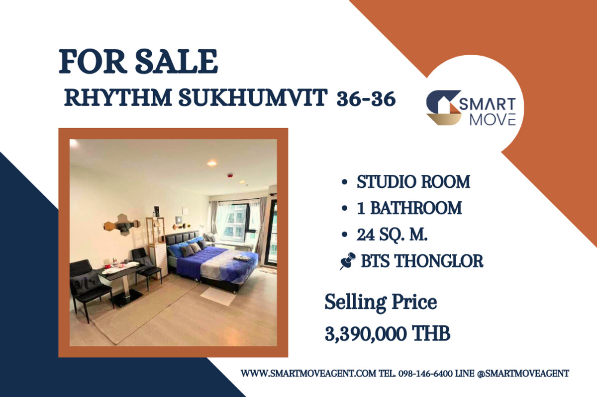 🔥Sale with tenant !!🔥 Code C20250200092..........Rhythm Sukhumvit 36-38, Studio room, 1 bathroom, furnished, Special Deal!!📣📣