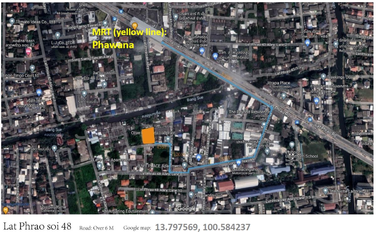 Land for sale, Lat Phrao Soi 48, area 420 meters Land for sale, Lat Phrao Soi 48, area 420 meters