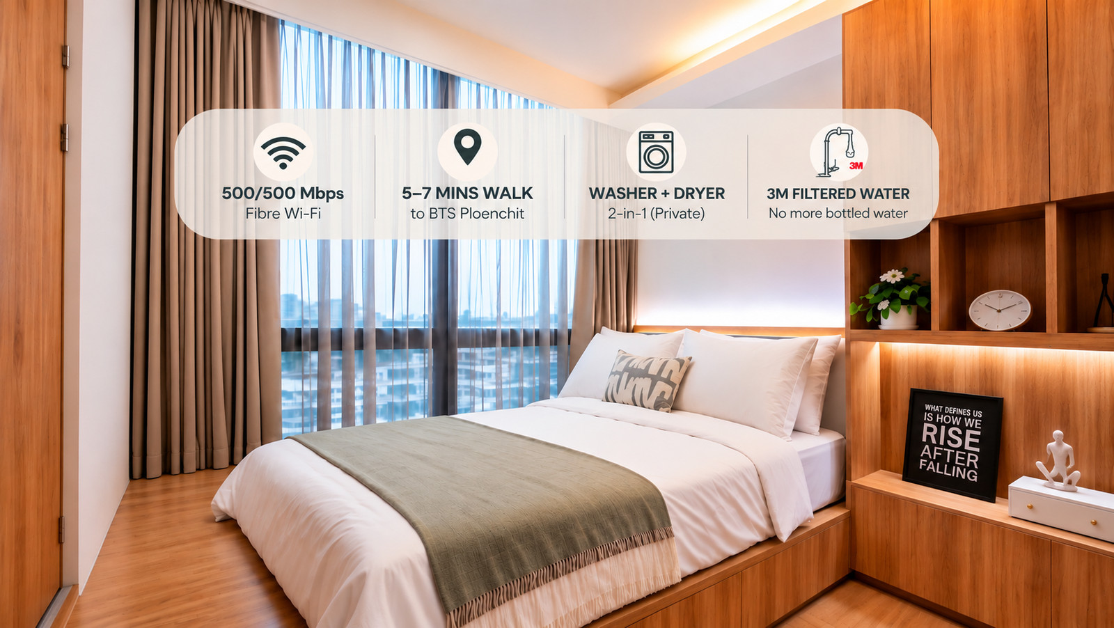 🌿 The Nest Ploenchit | Fully Built-in Japandi 1BR — Functional Living