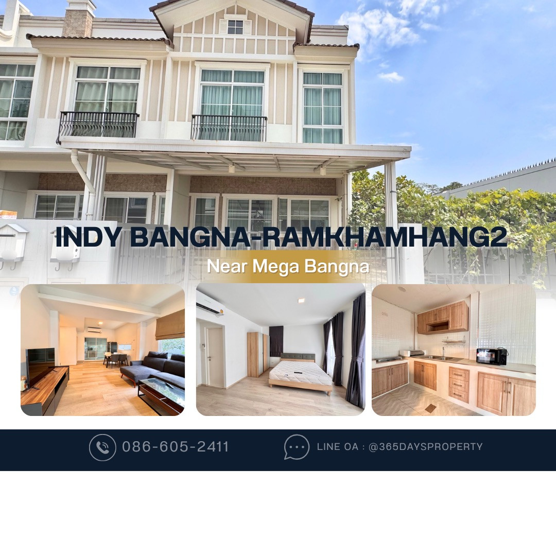 💥ForRent💥Indy Bangna-Ramkhamhang 2 🏡 Near Mega Bangna  ‼️Fully Furnished ‼️ Corner House ✨Ready to move in 🌟
