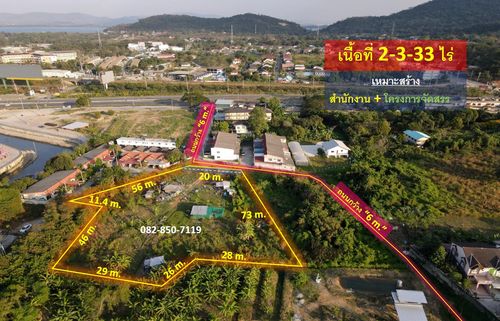 Sriracha Land for sale in Chon Buri (near Central Sriracha and Sea) 2-33 Rai, suitable for building a community allocation project, convenient location, near Sukhumvit Road, only 150 m.