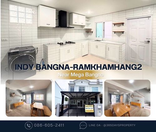 💥ForRent💥Indy Bangna Ramkhamhang2 🏡 Near Mega Bangna‼️✨Large Kitchen 🥘 Ready to move in ✨