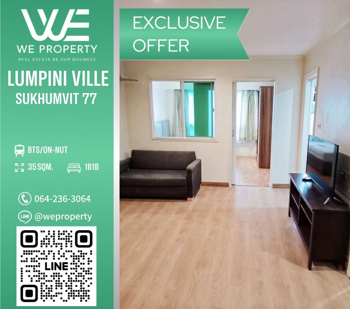ห้องใหญ่ทำเลดี เฟอร์ฯครบราคาดีมาก!!⭐Lumpini Ville Sukhumvit 77 (ลุมพินี วิลล์ สุขุมวิท 77)