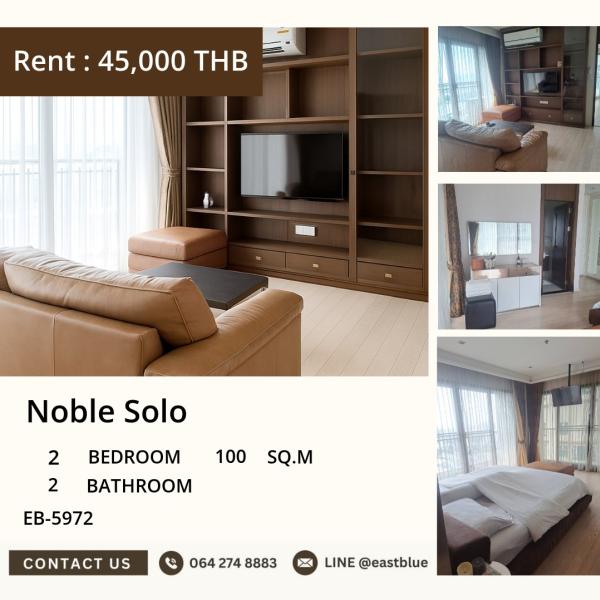 Noble Solo 2 Bed 2 Bath 100 sqm Ready to move in in the heart of Thonglor
Rent only 45,000 Baht/month, close to BTS, convenient travel! 0642748883