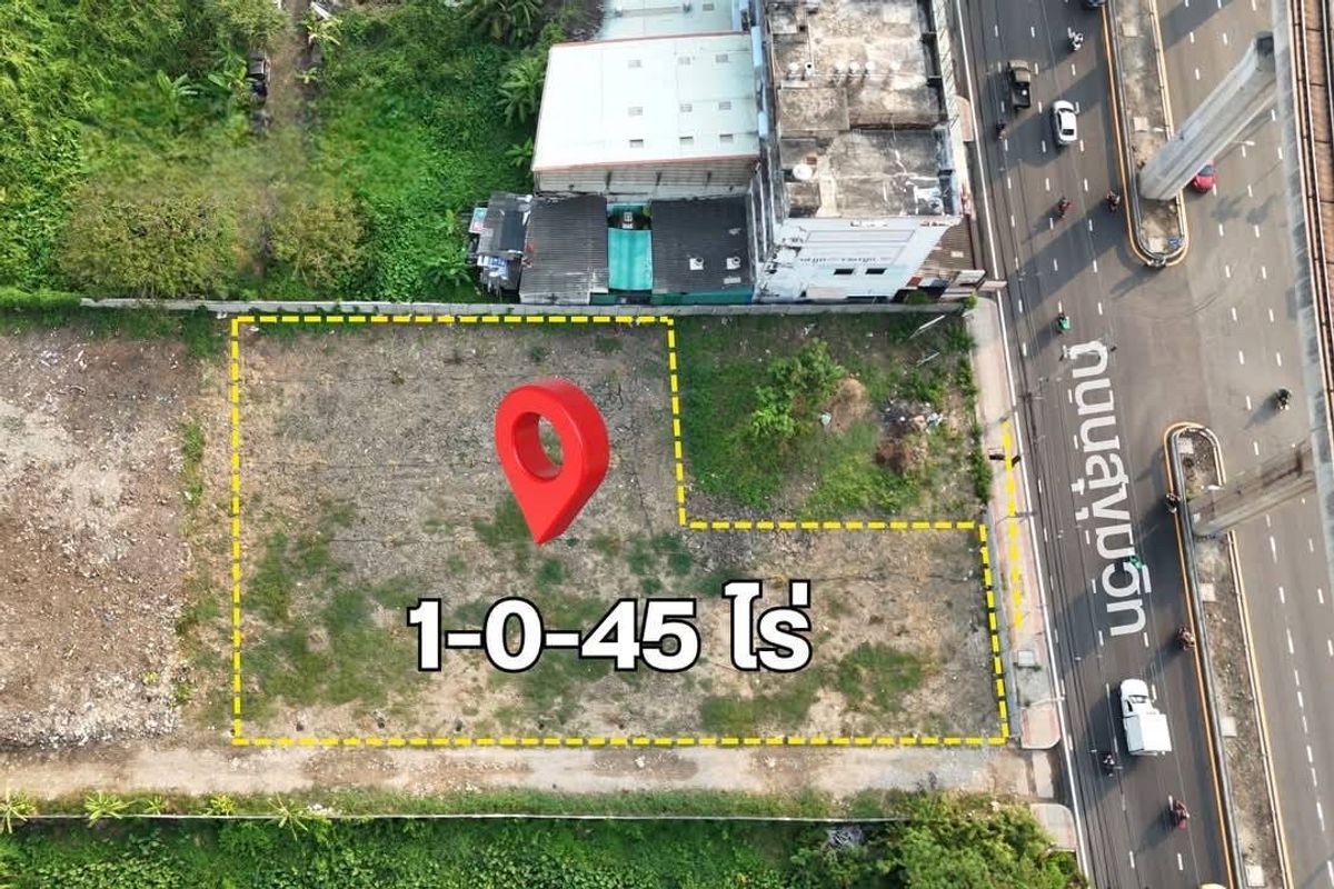 ขายที่ดิน 1-0-45 ไร่ ริมถนนสุขุมวิท ใกล้พิพิธภัณ์ช้างสามเศียร หน้ากว้าง 18 x 60 เมตร ทำเลค้าขาย เดินทางสะดวก ในราคา 75.XXX ล้านบาท หรือตารางวาละ 169,000 บาท