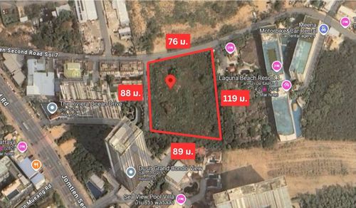 Land for sale, size 5-0-55 rai, Jomtien Rd., Second Line, Pattaya, Chon Buri, near Jomtien Beach