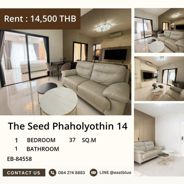 Ready to move in! The Seed Phaholyothin 14, 1 bedroom, 14,500 THB/month. Close to Ari BTS.
Beautiful condo, convenient, fully equipped with amenities! 0642748883