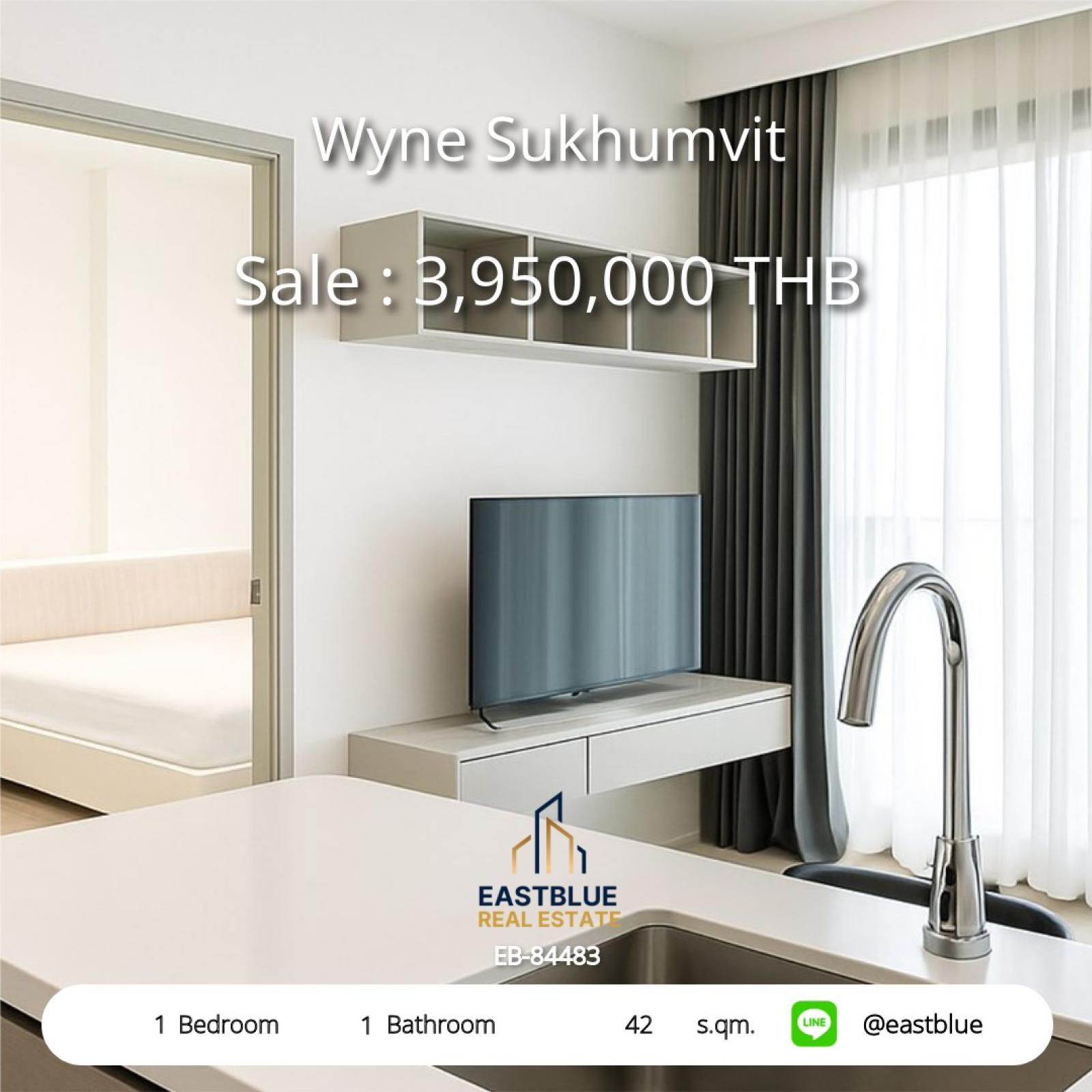 11/08/2026, รวมค่าโอน 🏡 ขาย คอนโด 1 ห้องนอน วายน์ สุขุมวิท 42 ตร.ม. เฟอร์ครบ พร้อมเข้าอยู่ 3.95 ลบ. 0642748883