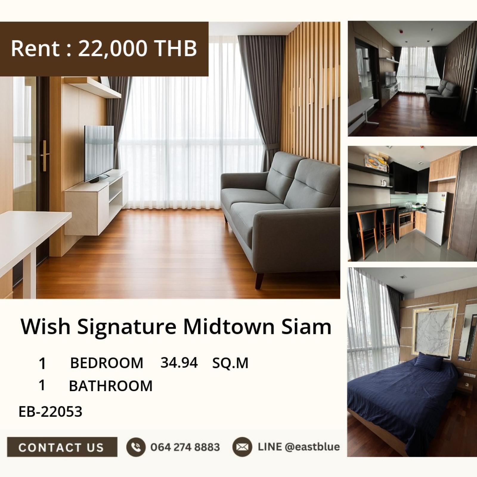 17/07/2026, # Beautiful room in the heart of Siam! Rent a condo at Wish Signature Midtown Siam near BTS Ratchathewi for only 22,000 baht/month 0642748883