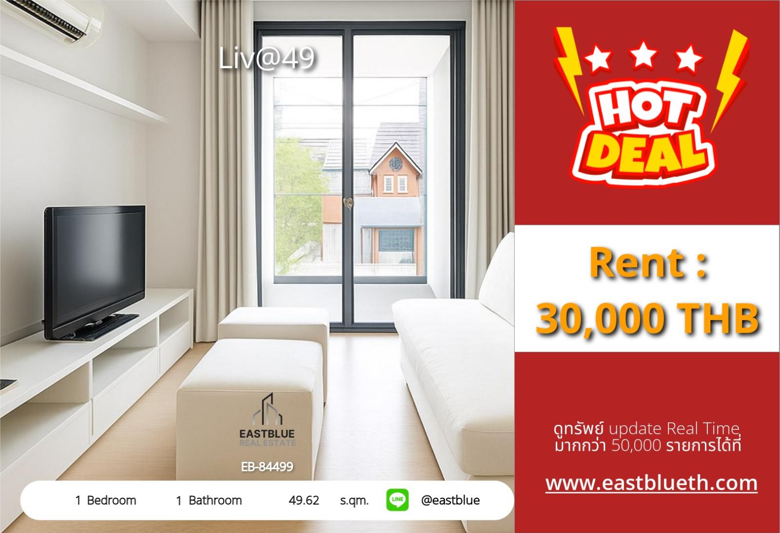 15/10/2026, For sale or rent: Liv@49 condominium in the heart of Thonglor, 1 bedroom, 49.62 sqm.
Close to Thonglor BTS station with complete facilities starting from 6.4 million! 0642748883