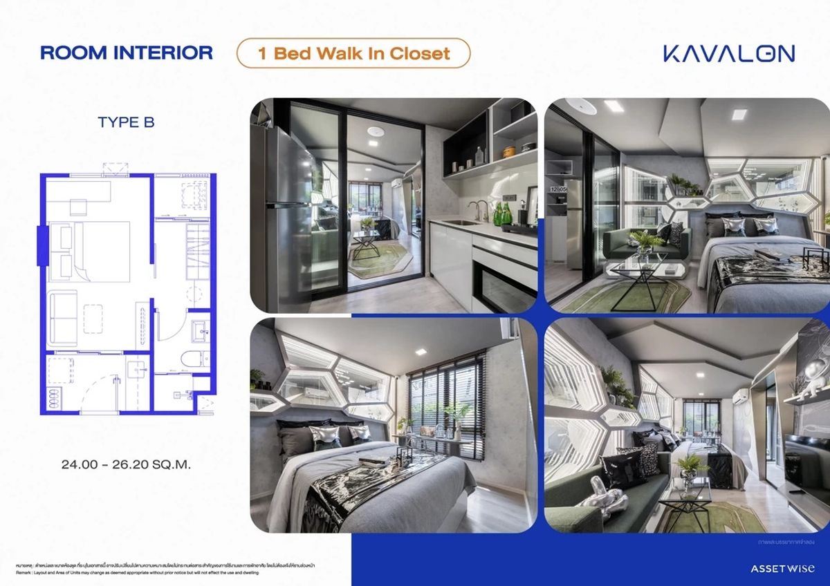Kavalon 1-Bed 25.4 sq.m. Promotion room 1.69 million Fully Furnished – รูปที่ 2