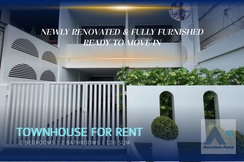 🔼 AccomA 🔽 Home Office, Fully Furnished, Newly renovated, Pet friendly 2 Beds Townhouse for Rent in Rama 3, Bangkok near MRT Khlong Toei - MRT Queen Sirikit National Convention Centre