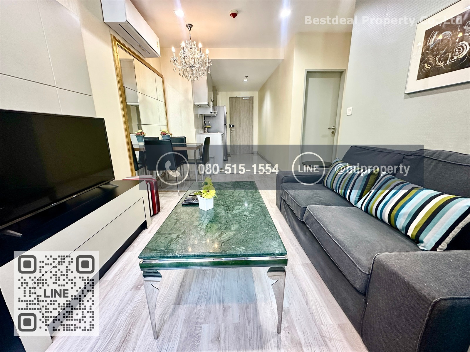 BESTDEAL 2 bedroom rental 55 SQM. Furniture and electrical appliances are complete with 27,000 baht/month. 