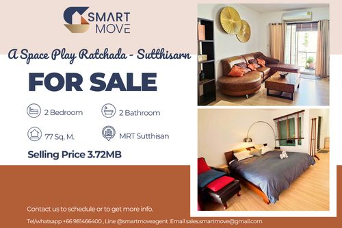 ⚡️⚡️ For Sale !! ⚡️⚡️Code C20250400043.......A Space Play Ratchada - Sutthisarn, 2 bedroom, 2 bathroom, furnished, Special Deal!!📢📢