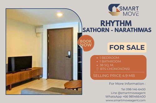 ⚡️⚡️ ขายพร้อมผู้เช่า !! ⚡️⚡️Code C20221201033.......Rhythm Sathorn - Narathiwas, 1 ห้องนอน, 1 ห้องน้ำ, ชั้นสูง 20++, ห้องทิศใต้, แต่งครบ, ราคาพิเศษ!!📢📢