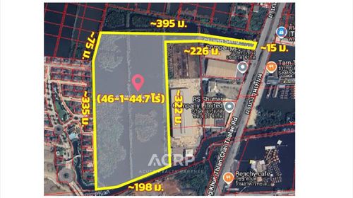 ขายที่ดินแปลงใหญ่ ติดถนนบางขุนเทียนชายทะเล ขนาด 46-1-44.7 ไร่