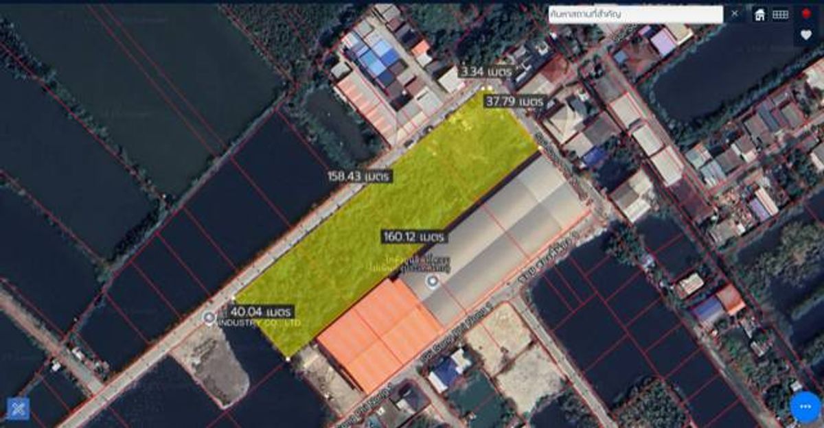Land for Sale, area 4 rai, purple color, from Soi Suk Sawat 84 only 2.5 km.  