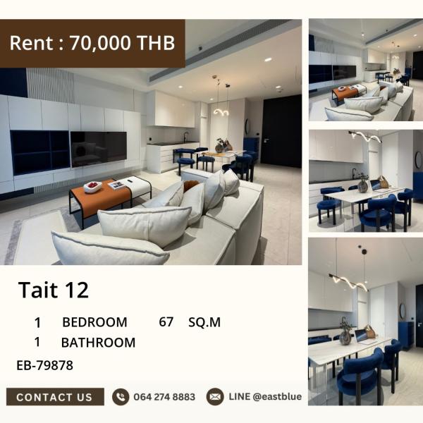 🏡 Luxury Living! Luxury condo Tait 12 in the heart of Silom for only 70,000/month.

🌟 1 bedroom 67 sqm. Complete common areas, near BTS Saint Louis 0642748883