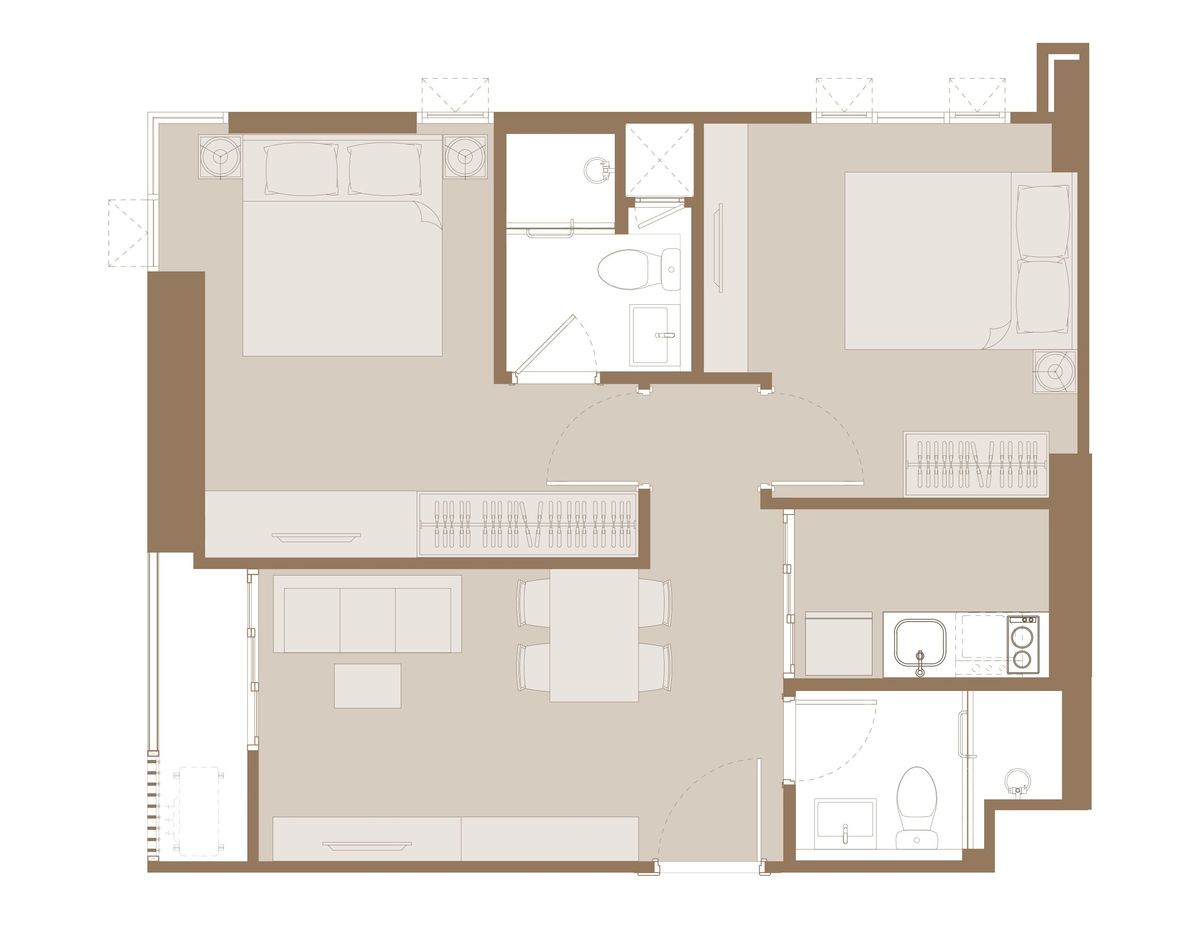 ASPONNUTS : 2 ฺBED ห้องมุม 53 ตรม สนใจติดต่อ 095-247-5446 TEL&LINE – รูปที่ 2