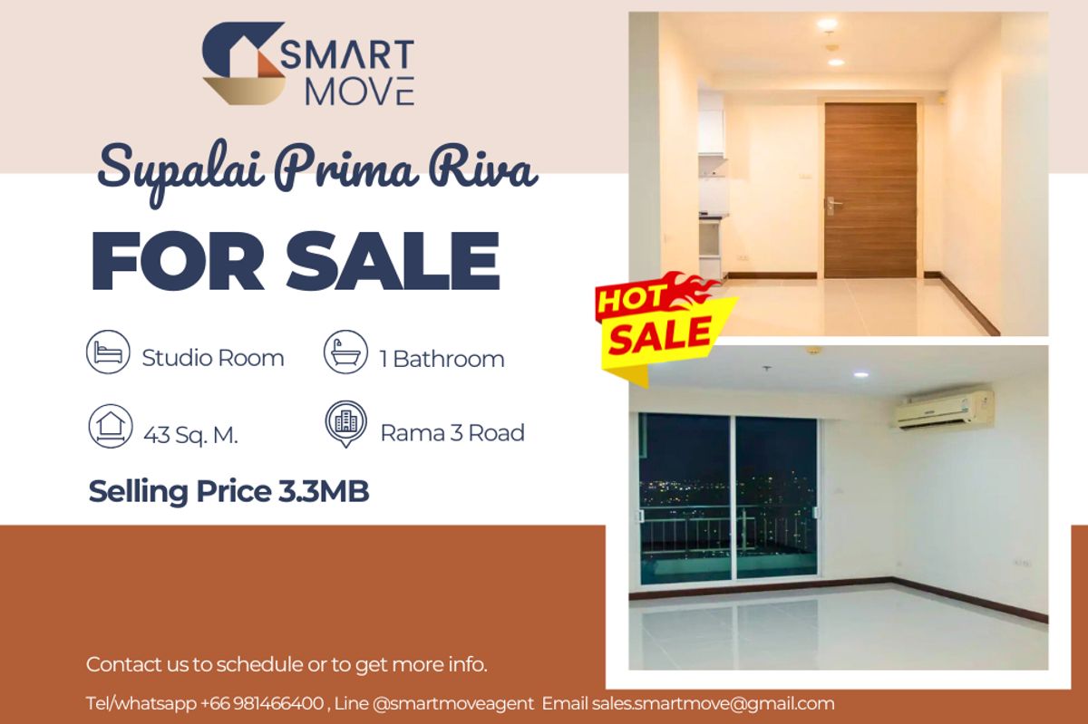🔥 สำหรับขาย !!🔥 Code C20230800331..........Supalai Prima Riva, ห้องสตูดิโอ, 1 ห้องน้ำ, ชั้นสูง 25++, ห้องอยู่ทิศใต้, ตกแต่งบางส่วน, ราคาพิเศษ!!📣📣 🔥 สำหรับขาย !!🔥 Code C20230800331..........Supalai Prima Riva, ห้องสตูดิโอ, 1 ห้องน้ำ, ชั้นสูง 25++, ห้องอยู่ทิศใต้, ตกแต่งบางส่วน, ราคาพิเศษ!!📣📣