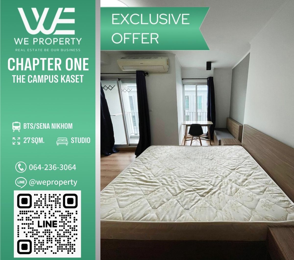 ห้องสวย 27 ตร.ม. ราคาดีที่สุดในโครงการ!!⭐Chapter One The Campus (แชปเตอร์วัน เดอะ แคมปัส เกษตร)