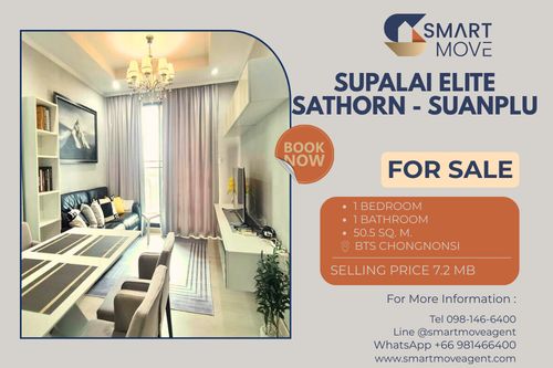 🔥 Sale with tenant !!🔥 Code C20221201364..........Supalai Elite Sathorn - Suanplu, 1 bedroom, 1 bathroom, high floor 13++, furnished, Special Deal!!📣📣
