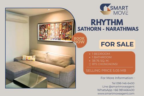 🔥 ขายพร้อมผู้เช่า !!🔥 Code C20221201014..........Rhythm Sathorn - Narathiwas, 1 ห้องนอน, 1 ห้องน้ำ, ชั้นสูง 10++, ห้องทิศเหนือ, แต่งครบ, ราคาพิเศษ!!📣📣