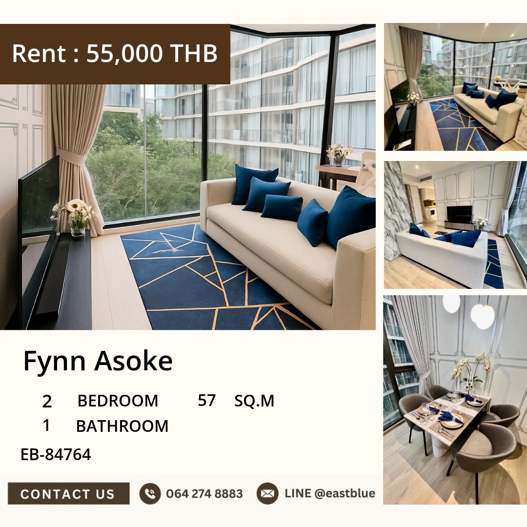 For Rent: Fynn Asoke 2 Bed 57 sqm near BTS Asoke 55,000 THB/month