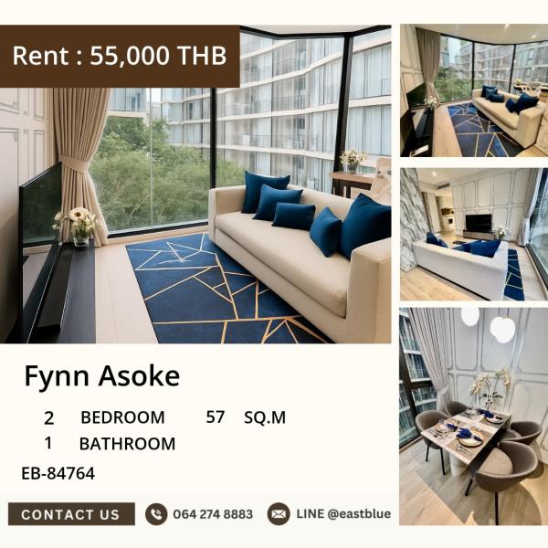 11/08/2026, 🏠 เช่า คอนโด 2 ห้องนอน ฟินน์ อโศก 55,000 บาท/เดือน 0642748883