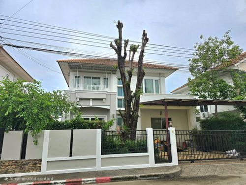 2-story detached house for rent, Perfect Place, Sukhumvit 77, air conditioned, fully furnished. There are 4 bedrooms, 3 bathrooms. Monthly rental price 58,000 baht Can register a company