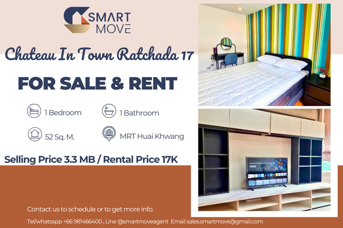 🔥 For Sale - Rent !!🔥 Code C20250400031..........Chateau In Town Ratchada 17, 1 bedroom, 1 bathroom, Spacious room, furnished, ready to move in, Special Deal!!📣📣 🔥 For Sale - Rent !!🔥 Code C20250400031..........Chateau In Town Ratchada 17, 1 bedroom, 1 bathroom, Spacious room, furnished, ready to move in, Special Deal!!📣📣