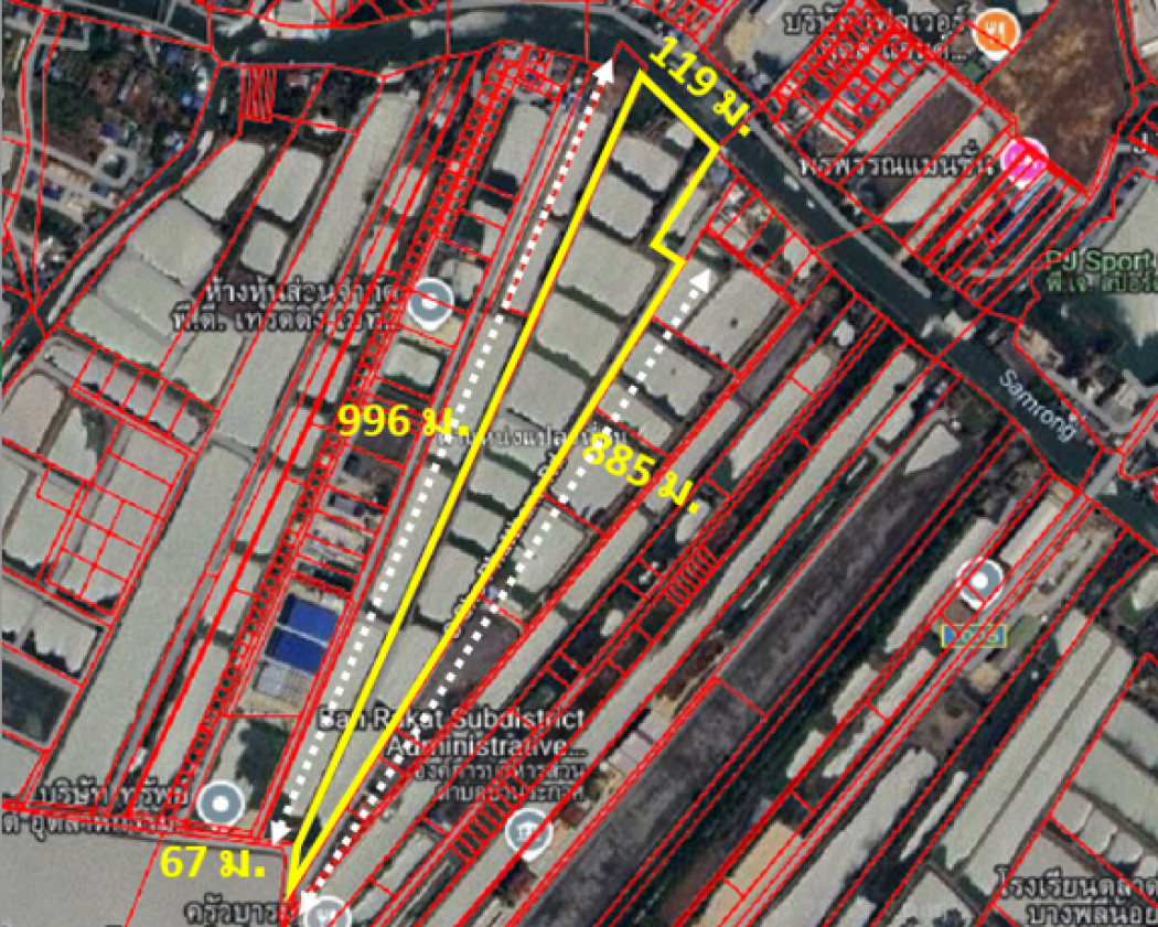 Land for sale, good location, Ban Rakat community, Bang Bo District,  area 49 rai 2 ngan 70 sq m, yellow city plan, ready to transfer – รูปที่ 3