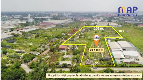 Purple land for sale, 20 rai 2 ngan, Setthakit Road 1, Krathum Baen District