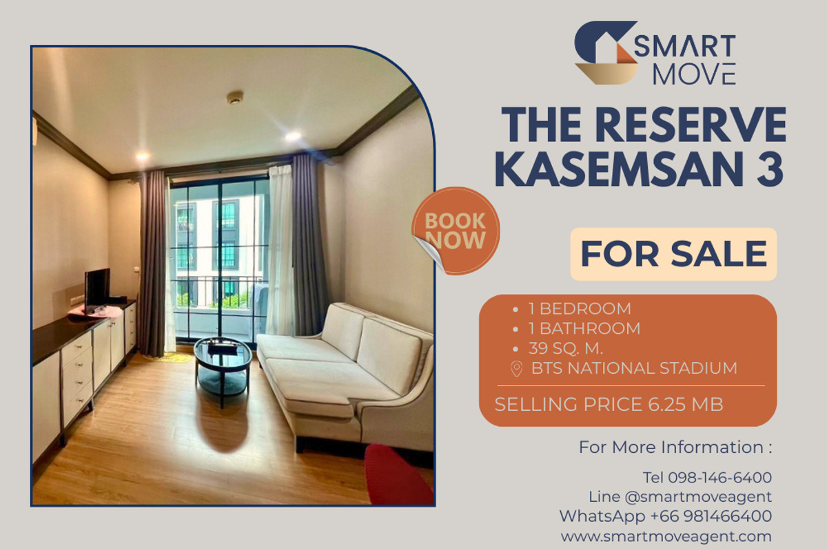🔥 ขายพร้อมผู้เช่า !! Code C20240300358..........The Reserve Kasemsan 3, 1 ห้องนอน, 1 ห้องน้ำ, แต่งครบ, ราคาพิเศษ!! 📣📣