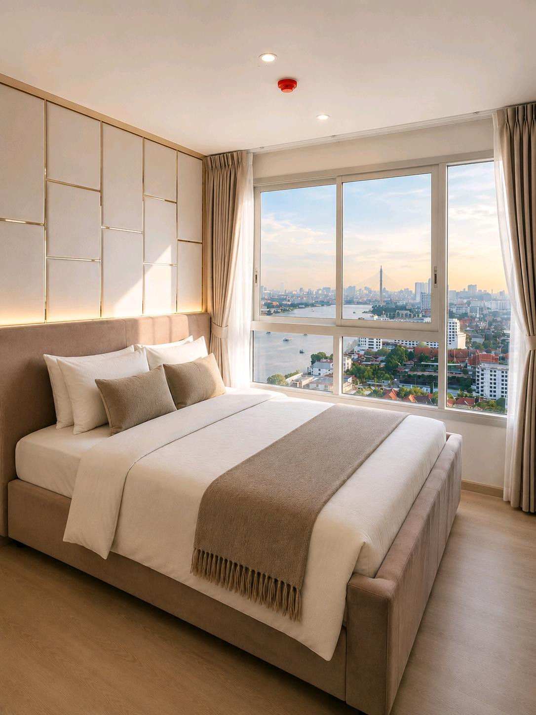 Rent a beautiful room, view of the Rama 9 River Bridge, built-in