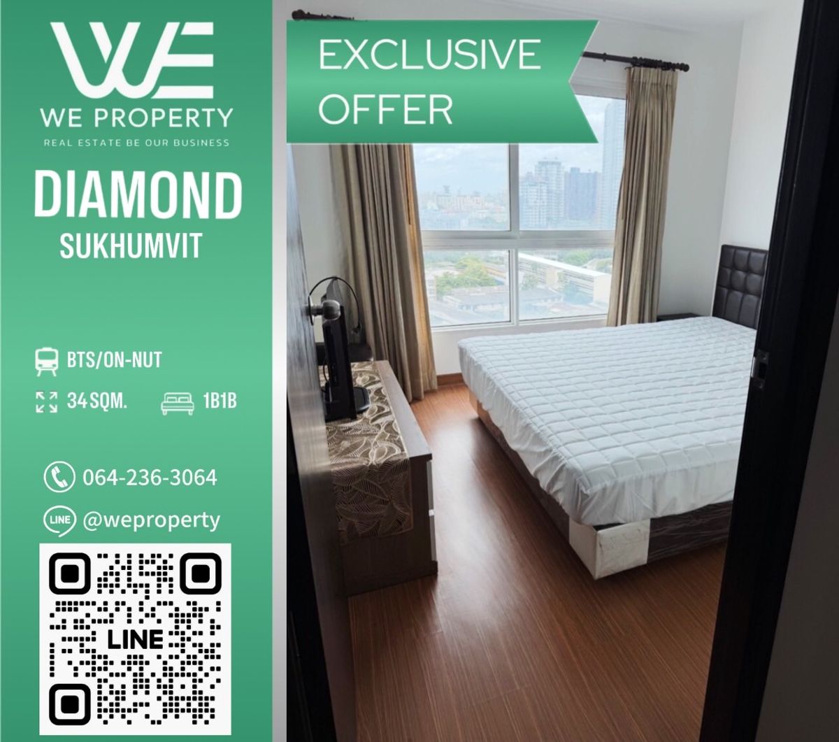 ห้องสวยรีโนเวทใหม่ ราคาดีมาก⭐Diamond Sukhumvit (ไดมอนด์ สุขุมวิท)