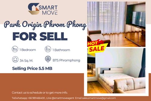 🔥 Sale with tenant !!🔥 Code C20230400026..........Park Origin Phrom Phong, 1 bedroom, 1 bathroom, furnished, lower than market price 40%📣📣