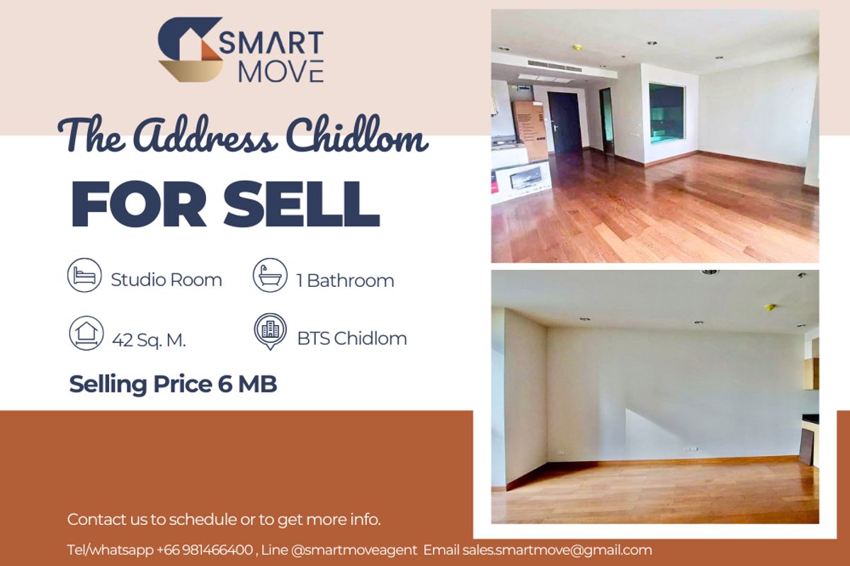 🔥 สำหรับขาย !!🔥 Code C20240600054.......The Address Chidlom, สตูดิโอ, 1 ห้องน้ำ, ชั้นสูง 18+, ตกแต่งบางส่วน, ราคาพิเศษ!!📣📣