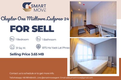 🔥 สำหรับขาย !!🔥 Code C20250500060..........Chapter One Midtown Ladprao 24, 1 ห้องนอน, 1 ห้องน้ำ, ชั้นสูง 23++, แต่งครบ, ราคาพิเศษ!!📣📣