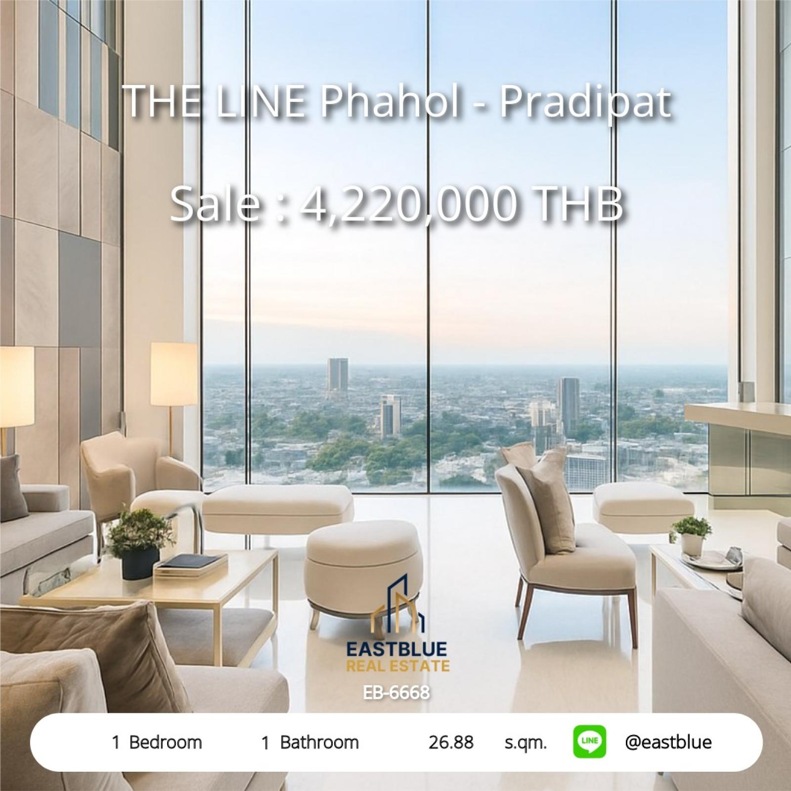 THE LINE Phahol - Pradipat 1 ห้องนอน ห้องสวย สภาพดี ชั้นไม่สูง