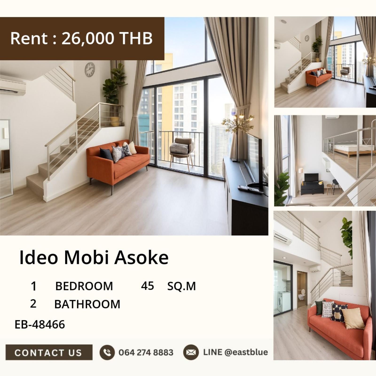 11/08/2026, 🏠 เช่า คอนโด 1 ห้องนอน Ideo Mobi Asoke พร้อมเข้าอยู่ 25,000 บาท/เดือน 0642748883 11/08/2026, 🏠 เช่า คอนโด 1 ห้องนอน Ideo Mobi Asoke พร้อมเข้าอยู่ 25,000 บาท/เดือน 0642748883
