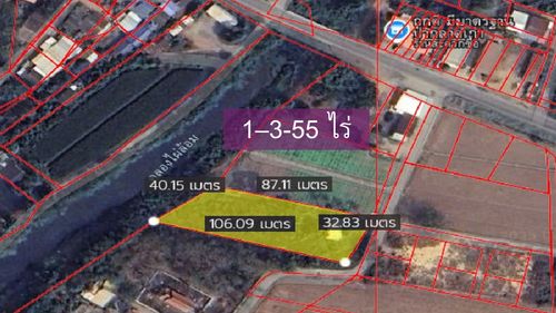 ที่ดินพิษณุโลก บึงพระ 1-3-55  ไร่ หน้าติดถนน หลังติดน้ำ