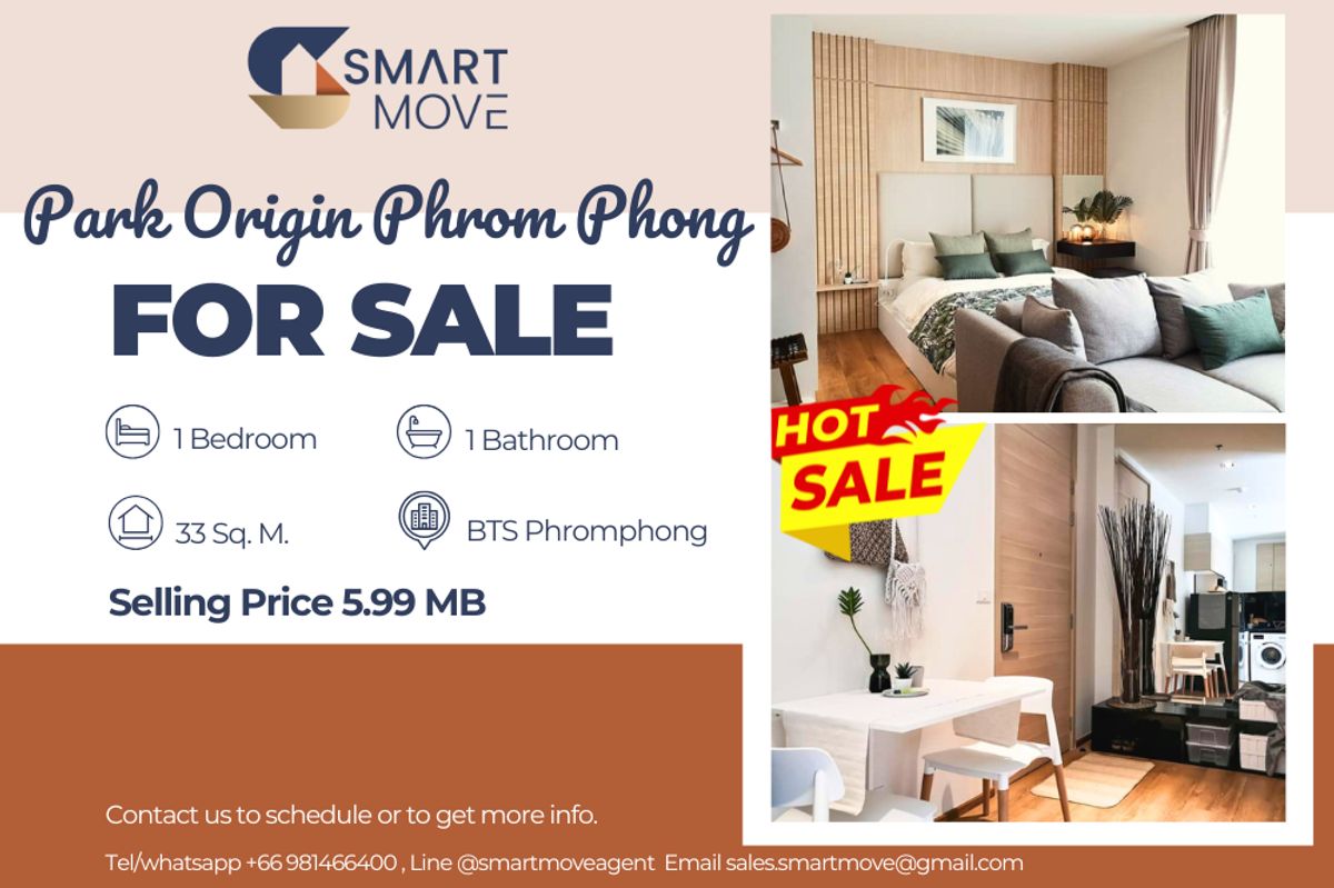🔥 Sale with tenant !!🔥 Code C20230211673..........Park Origin Phrom Phong, 1 bedroom, 1 bathroom, prime area, South Facing, high floor 23++, furnished, Special Deal!!📣📣 🔥 Sale with tenant !!🔥 Code C20230211673..........Park Origin Phrom Phong, 1 bedroom, 1 bathroom, prime area, South Facing, high floor 23++, furnished, Special Deal!!📣📣
