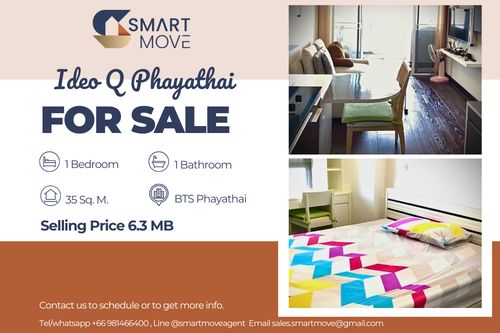 🔥 Sale with tenant !!🔥 Code C20230107564..........Ideo Q Phayathai, 1 bedroom, 1 bathroom, City View, high floor 36++, furnished, Special Deal!!📣📣