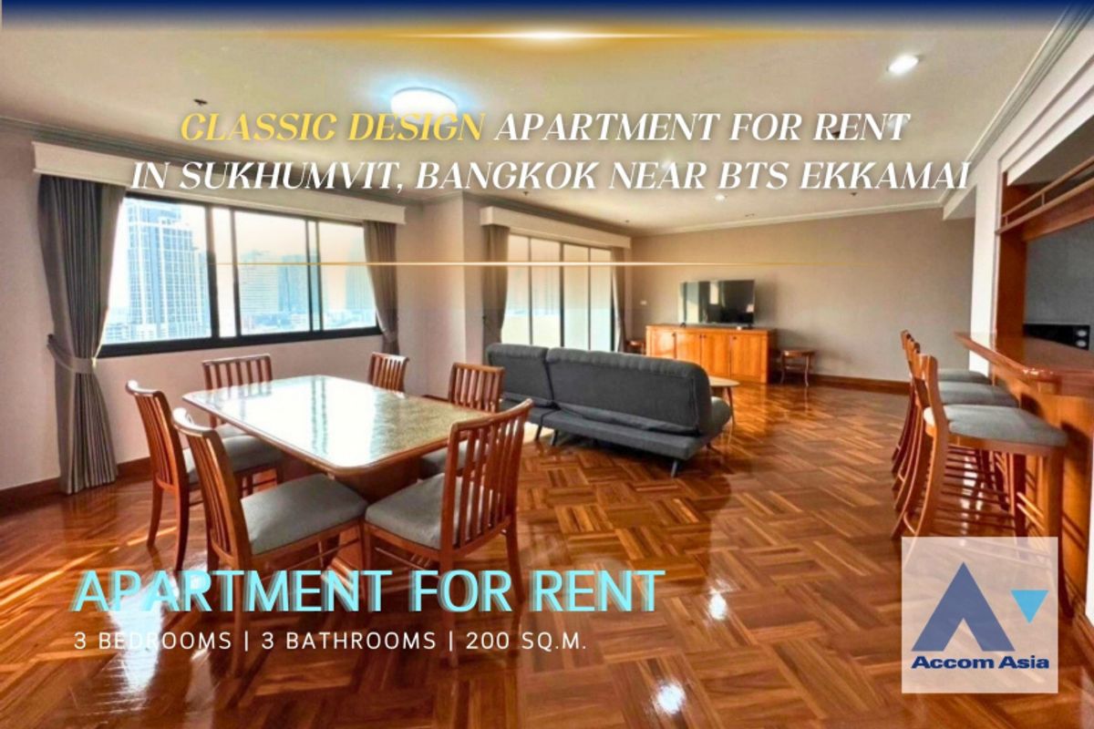 🔼AccomA🔽 Refined apartment with classic charm and wide balcony in Ekkamai (AA37447)