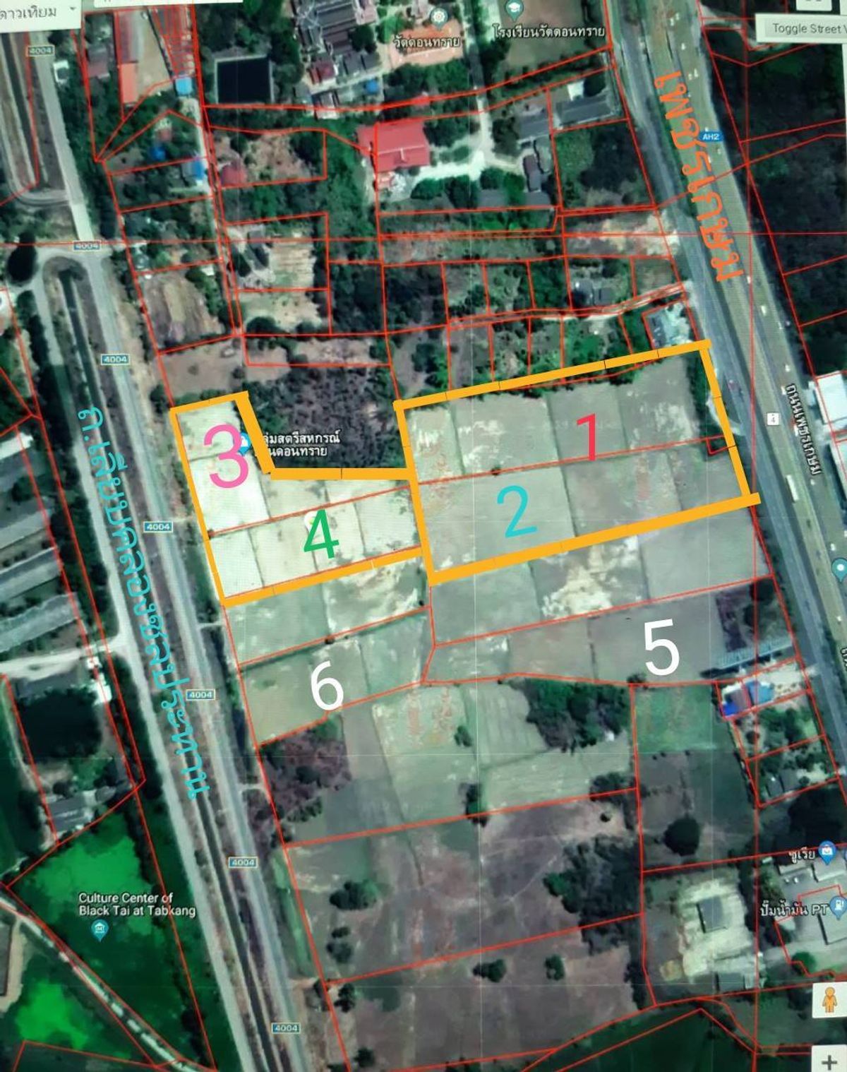 Land for sale on Petchkasem Road (inbound Bangkok) 19-1-45 rai, can be sold behind the Khlong Chonprathan Road, Khao Yoi District, Phetchaburi, pink plan, suitable for investment, price – รูปที่ 3