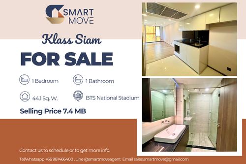 🔥 For Sale Empty room !! prime area !! 🔥 Code C20250600016..........Klass Siam, 1 bedroom, 1 bathroom, North Facing, Partly Furnished, Special Deal!!📣📣