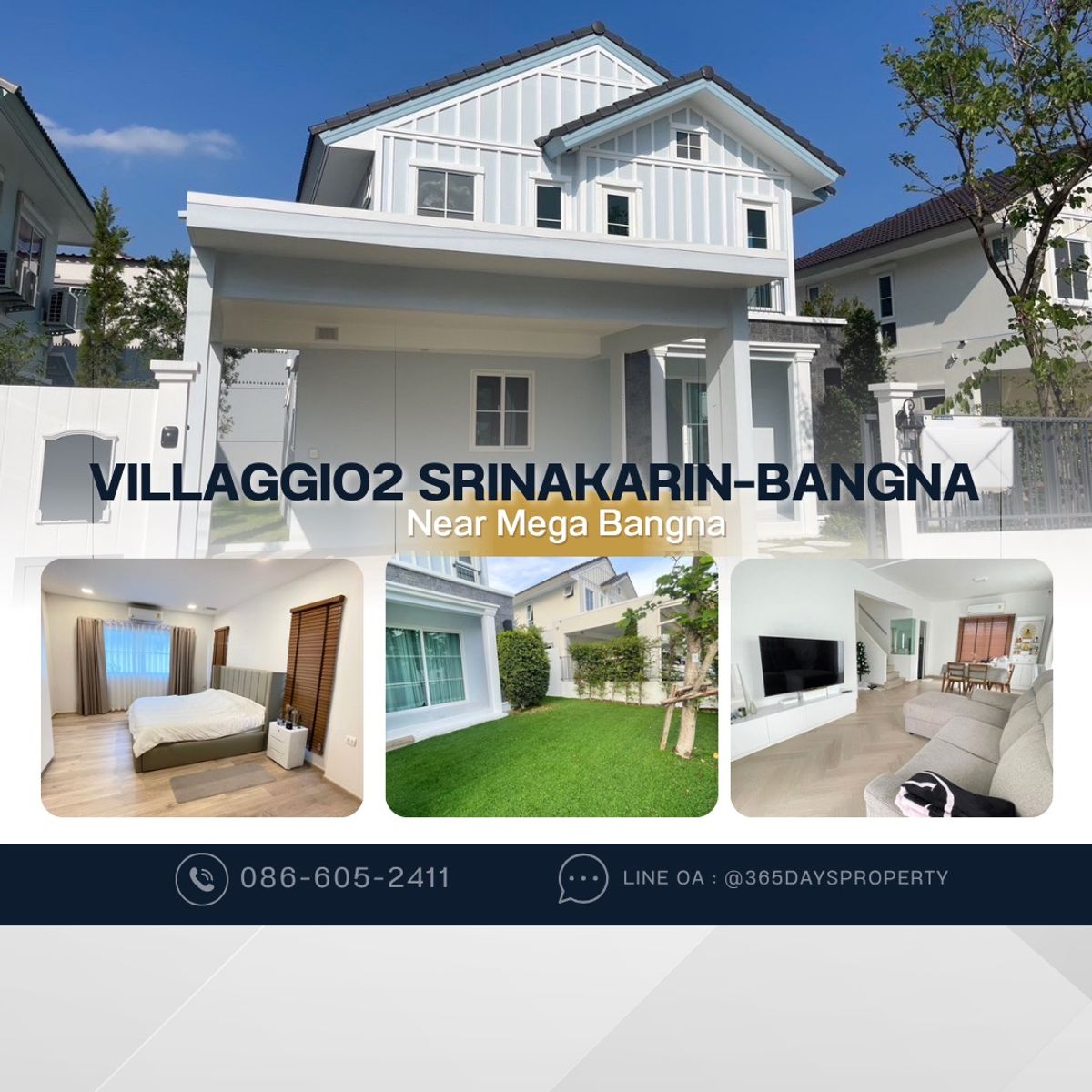 💥Forrent💥3Bed • Villaggio 2 Srinakarin-Bangna 🏡 Near Mega Bangna, SISB, D-PREP‼ ️Lly Furnished ✨
