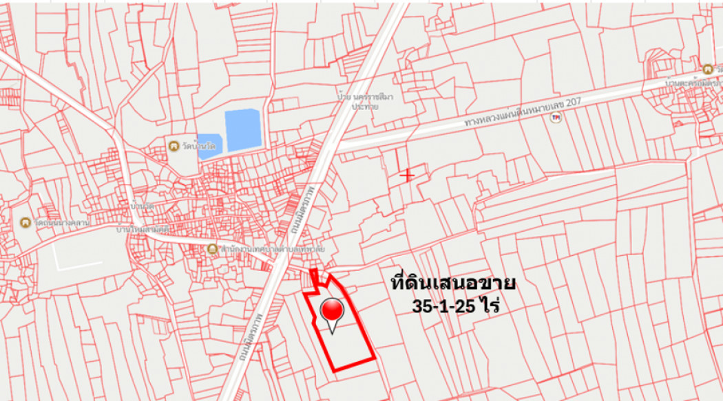 ขาย ที่ดิน ผืนใหญ่แปลงสวย ทำเลทองแห่งอนาคตไกล บ้านวัด ฝั่งตะวันออก 35 ไร่ 1 งาน 26 ตรว ในทำเลศักยภาพสูง ผังเมืองสีชมพู
